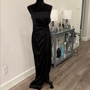 White House Black Market Strapless Black Evening Gown